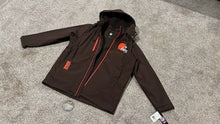 Load image into Gallery viewer, Cleveland Browns Mens X Large XL NFL Winter Coat Jacket Hood Brown New Tags