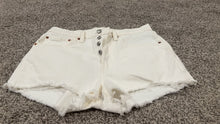 Load image into Gallery viewer, New Women's Levi's 501 Cut Off Shorts Size 28 Off White Distressed High Rise