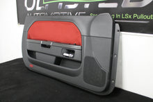 Load image into Gallery viewer, 13 14 Dodge Challenger Driver Front Door Panel Leather Suede Red 1XF771RRAB SRT