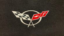 Load image into Gallery viewer, 1997 2004 Chevrolet Corvette C5 Rear Trunk Carpet Liner Black Logo Flag Trim