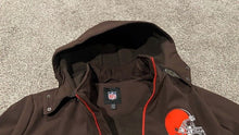 Load image into Gallery viewer, Cleveland Browns Mens X Large XL NFL Winter Coat Jacket Hood Brown New Tags