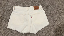 Load image into Gallery viewer, New Women's Levi's 501 Cut Off Shorts Size 28 Off White Distressed High Rise