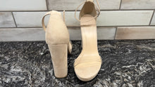 Load image into Gallery viewer, Wild Diva Lounge Strappy High Heels Woman's Size 6.5 Tan Suede Ankle Strap