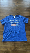 Load image into Gallery viewer, Men’s Size XL 4th Of July Funny T-Shirt Bella Canvas Fireworks Unisex Blue