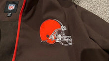 Load image into Gallery viewer, Cleveland Browns Mens X Large XL NFL Winter Coat Jacket Hood Brown New Tags
