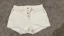 Load image into Gallery viewer, New Women's Levi's 501 Cut Off Shorts Size 28 Off White Distressed High Rise