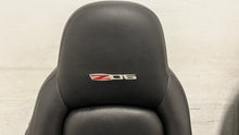 Load image into Gallery viewer, 06 11 Corvette Z06 Leather Black Front Driver Passenger Seats Heated Pair Coupe