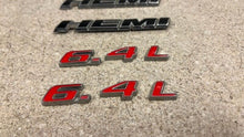 Load image into Gallery viewer, 12 14 Dodge Challenger Charger HEMI 6.4L Fender Emblems Red Black OEM Mopar