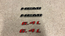 Load image into Gallery viewer, 12 14 Dodge Challenger Charger HEMI 6.4L Fender Emblems Red Black OEM Mopar