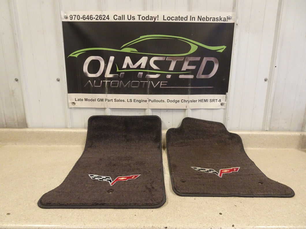 05 07 Corvette C6 Floor Mats Front Driver Passenger RH LH Logo Pair 19172504