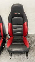 Load image into Gallery viewer, 06 12 Corvette Z06 Leather Black Red Front Driver Passenger Seats Heated Pair
