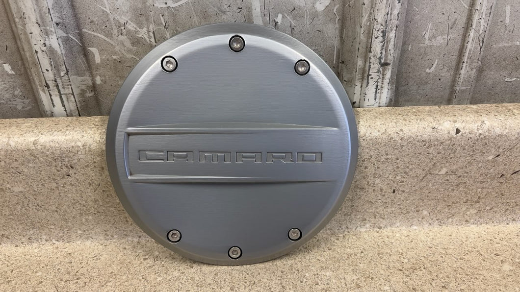 2010 2015 Camaro SS GM Fuel Gas Door in Satin Silver Molding Trim 92227783