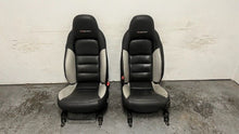 Load image into Gallery viewer, 06 12 Corvette Z06 Leather Black Gray Front Driver Passenger Seats Heated Pair
