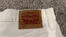 Load image into Gallery viewer, New Women's Levi's 501 Cut Off Shorts Size 28 Off White Distressed High Rise
