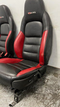 Load image into Gallery viewer, 06 12 Corvette Z06 Leather Black Red Front Driver Passenger Seats Heated Pair
