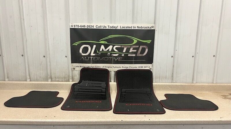 11 14 Chevrolet Camaro SS Front Rear Left Right Floor Mats GM Black Red Cloth