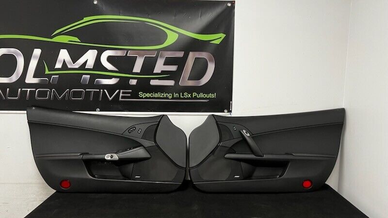 05 13 Corvette C6 Z06 Driver Passenger Interior Door Trim Panels Black Pair OEM