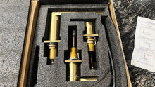 Load image into Gallery viewer, Mr. Faucet 3 Holes 2 Handle Bathroom Sink Faucet Brushed Gold Brass New in Box
