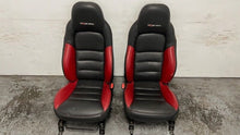 Load image into Gallery viewer, 06 12 Corvette Z06 Leather Black Red Front Driver Passenger Seats Heated Pair
