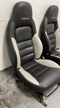 Load image into Gallery viewer, 06 12 Corvette Z06 Leather Black Gray Front Driver Passenger Seats Heated Pair
