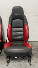 Load image into Gallery viewer, 06 12 Corvette Z06 Leather Black Red Front Driver Passenger Seats Heated Pair
