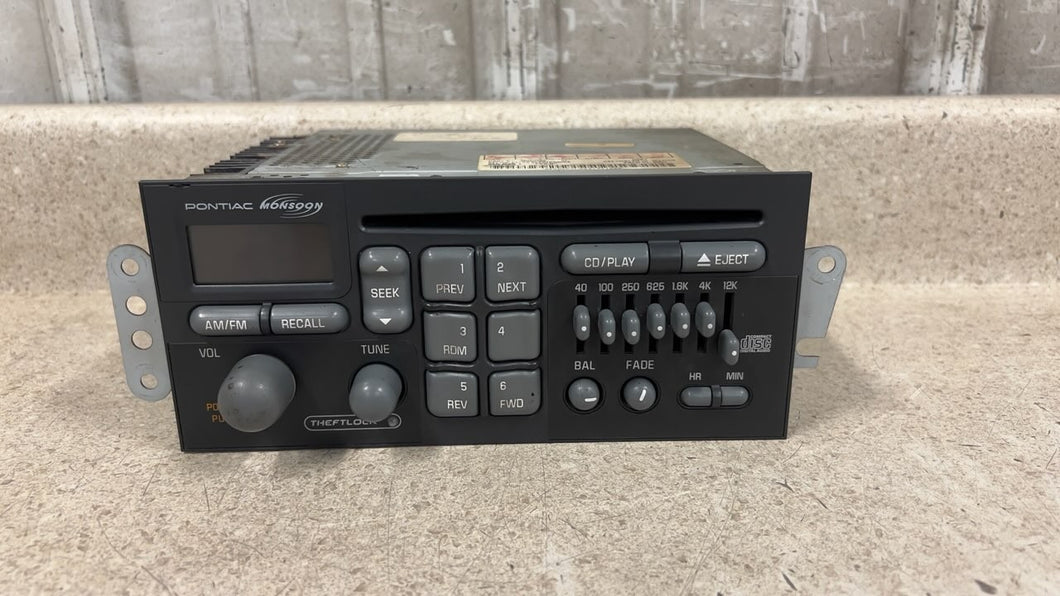 93 02 Pontiac Firebird Trans AM Monsoon Radio Tuner CD Player AM/FM GM 09390782