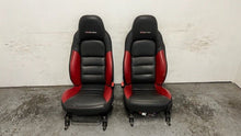 Load image into Gallery viewer, 06 12 Corvette Z06 Leather Black Red Front Driver Passenger Seats Heated Pair

