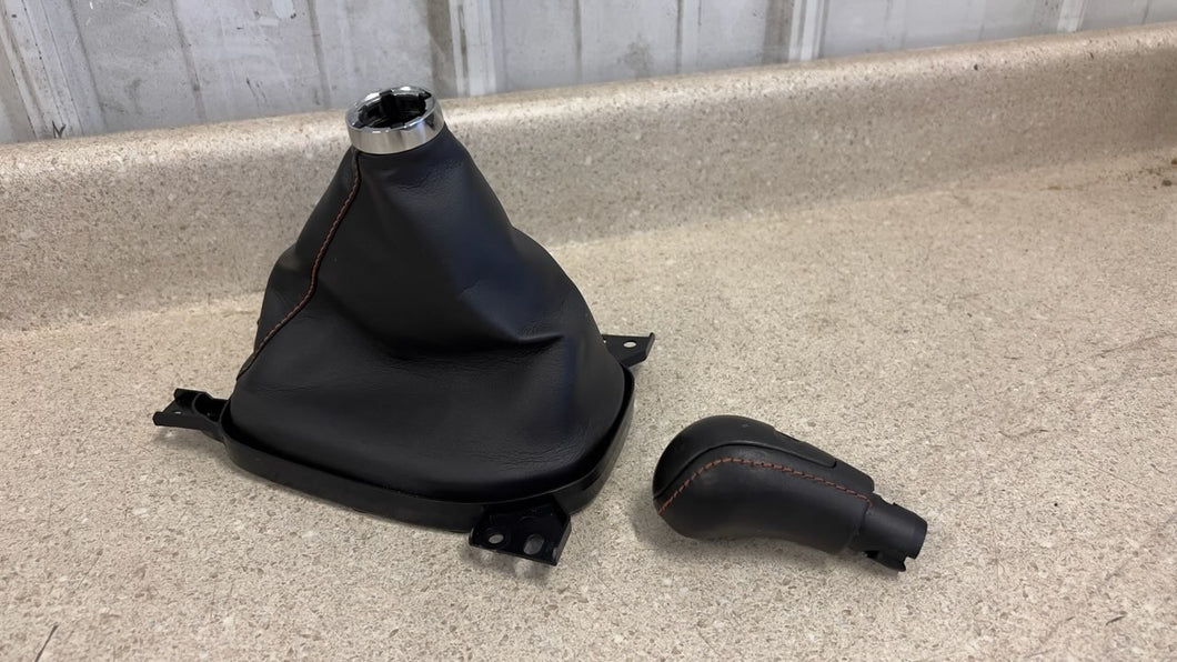 10 15 Camaro SS Manual Shifter Knob Boot Black Leather GM OEM Orange Stitch