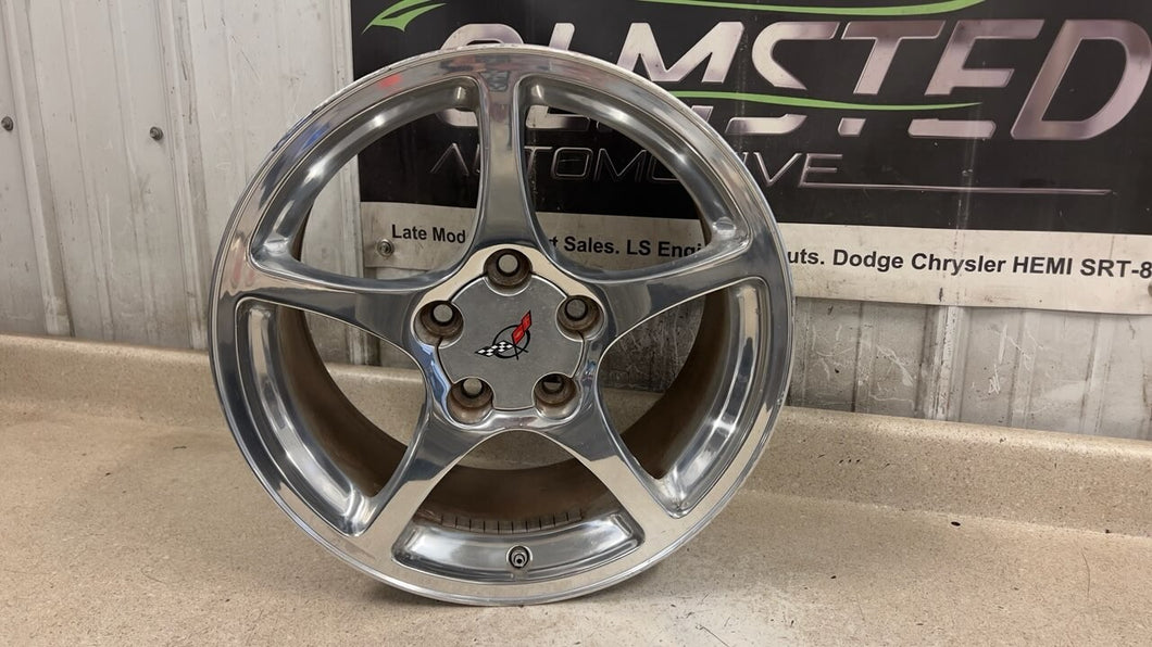 00 04 Chevrolet Corvette C5 Front 17x8.5 Wheel Rim GM 9593797 Polished OEM 17''