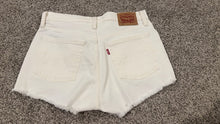 Load image into Gallery viewer, New Women's Levi's 501 Cut Off Shorts Size 28 Off White Distressed High Rise
