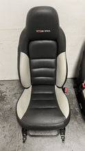 Load image into Gallery viewer, 06 12 Corvette Z06 Leather Black Gray Front Driver Passenger Seats Heated Pair
