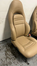 Load image into Gallery viewer, 97 04 Chevrolet Corvette C5 Seats Tan Leather Driver Passenger GM Power
