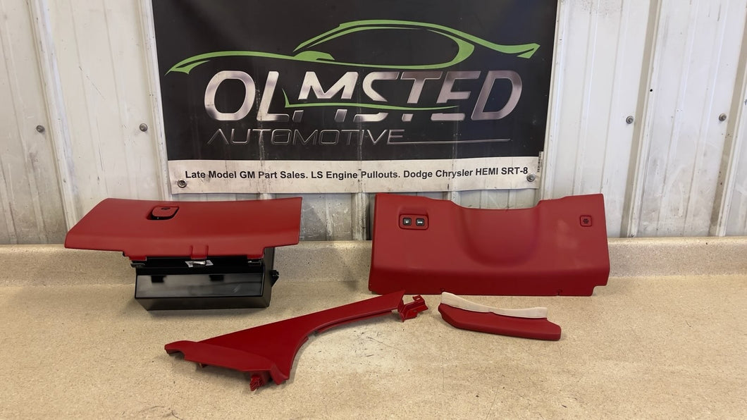 05 13 C6 Corvette Factory Red Glove Box Dash Driver Knee Bolster Trim Side Panel