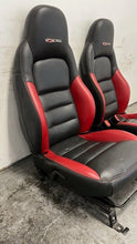 Load image into Gallery viewer, 06 12 Corvette Z06 Leather Black Red Front Driver Passenger Seats Heated Pair
