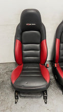 Load image into Gallery viewer, 06 12 Corvette Z06 Leather Black Red Front Driver Passenger Seats Heated Pair
