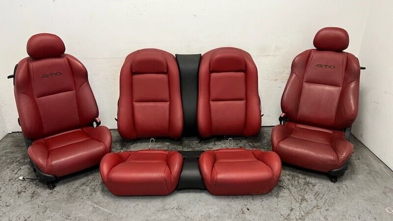 04 05 06 Pontiac GTO Complete Set Front Rear Power Black Red Leather Seats OEM