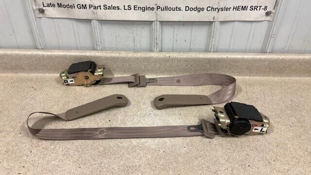 96 02 Firebird Trans AM Front Seat Belt Retractor Belts Right Left GM Pair Tan