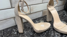 Load image into Gallery viewer, Wild Diva Lounge Strappy High Heels Woman's Size 6.5 Tan Suede Ankle Strap
