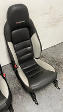 Load image into Gallery viewer, 06 12 Corvette Z06 Leather Black Gray Front Driver Passenger Seats Heated Pair
