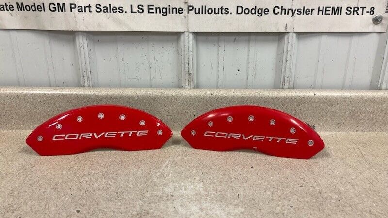 97 04 Corvette C5 MGP Front Brake Caliper Covers Engraved Right Left 13007F Red