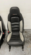 Load image into Gallery viewer, 06 12 Corvette Z06 Leather Black Gray Front Driver Passenger Seats Heated Pair
