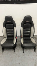 Load image into Gallery viewer, 06 12 Corvette Z06 Leather Black Gray Front Driver Passenger Seats Heated Pair
