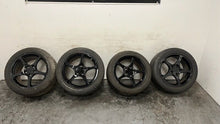 Load image into Gallery viewer, 00 02 C5 Corvette Factory 17&#39;&#39; 18&#39;&#39; Black Wheels Tires 9593799 GM 18x9.5 17x8.5
