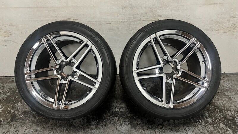 06 08 C6 Corvette Z06 Speedline 19x12 Rear Wheels Drag 19'' Chrome 9594356 GM