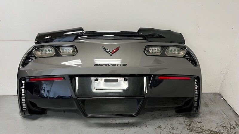 14 19 Corvette C7 Z06 Rear Bumper Cover Complete Gray Panel GM Tail Lights NICE!