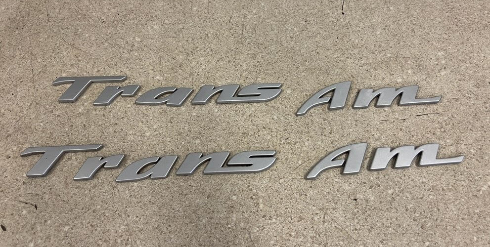 93 02 Firebird Trans AM Factory Left Right Door Emblem Letters Silver GM RH LH