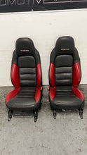 Load image into Gallery viewer, 06 12 Corvette Z06 Leather Black Red Front Driver Passenger Seats Heated Pair
