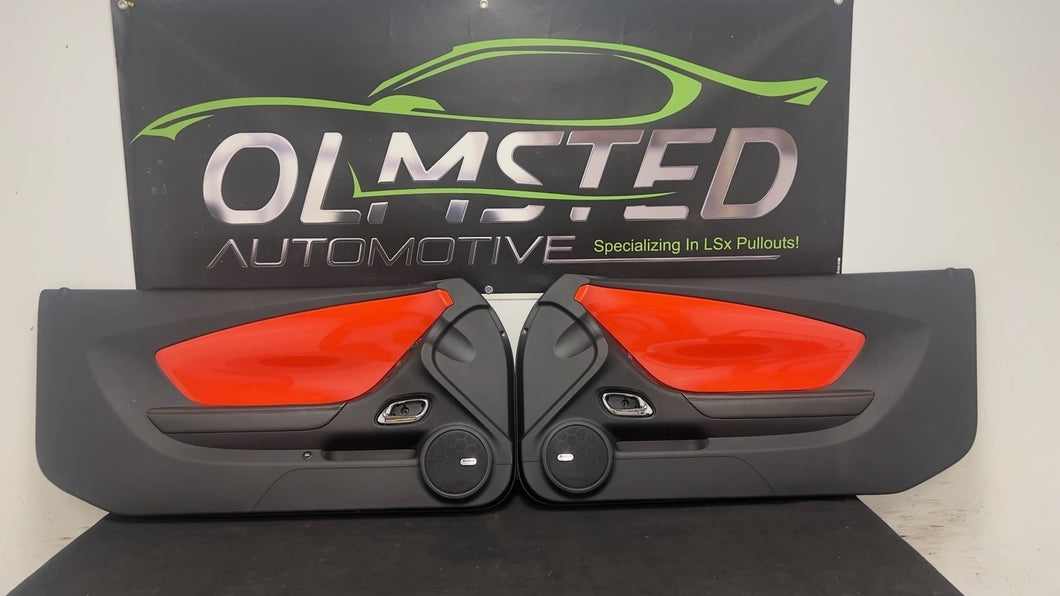 10 15 Camaro SS Interior Right Left Door Panel Pair OEM Orange Panels 32K Miles