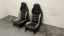 Load image into Gallery viewer, 06 12 Corvette Z06 Leather Black Gray Front Driver Passenger Seats Heated Pair
