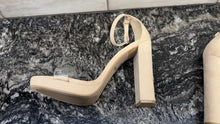 Load image into Gallery viewer, Wild Diva Lounge Strappy High Heels Woman's Size 6.5 Tan Suede Ankle Strap

